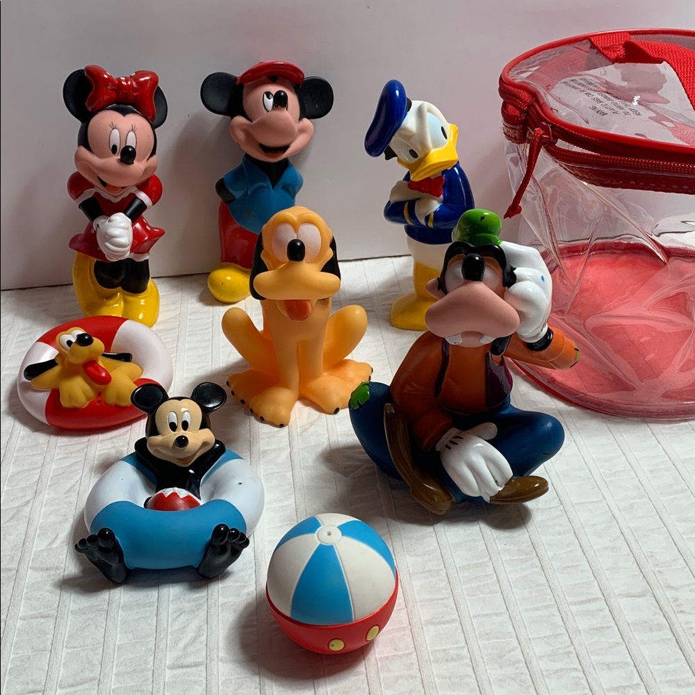 Vintage Disney 6” Bath Toys & 3 Piece Disney Bath Squirter Set
